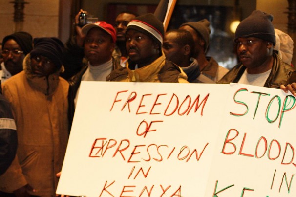 Kenyans protesting violence after the 2007 election