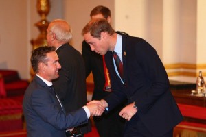 Murray Noble receiving his award from Prince William Prince William handshake