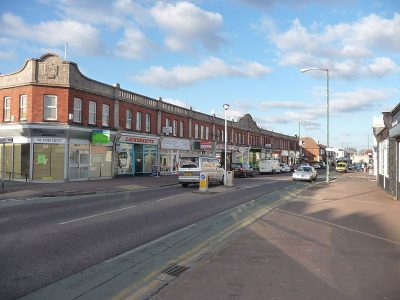 A photograph of local businesses in the Moordown area of Bournemouth