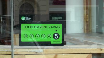 A photo of the 5-star hygiene rating certificate awarded to Pause cat cafe