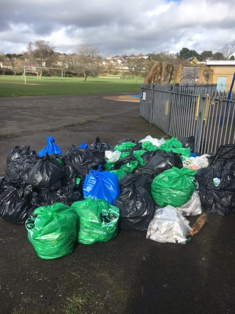 63 bags of rubbish were collected at the event