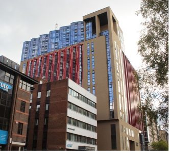 Photograph of recently completed Oxford Point building on Oxford Road, Bournemouth