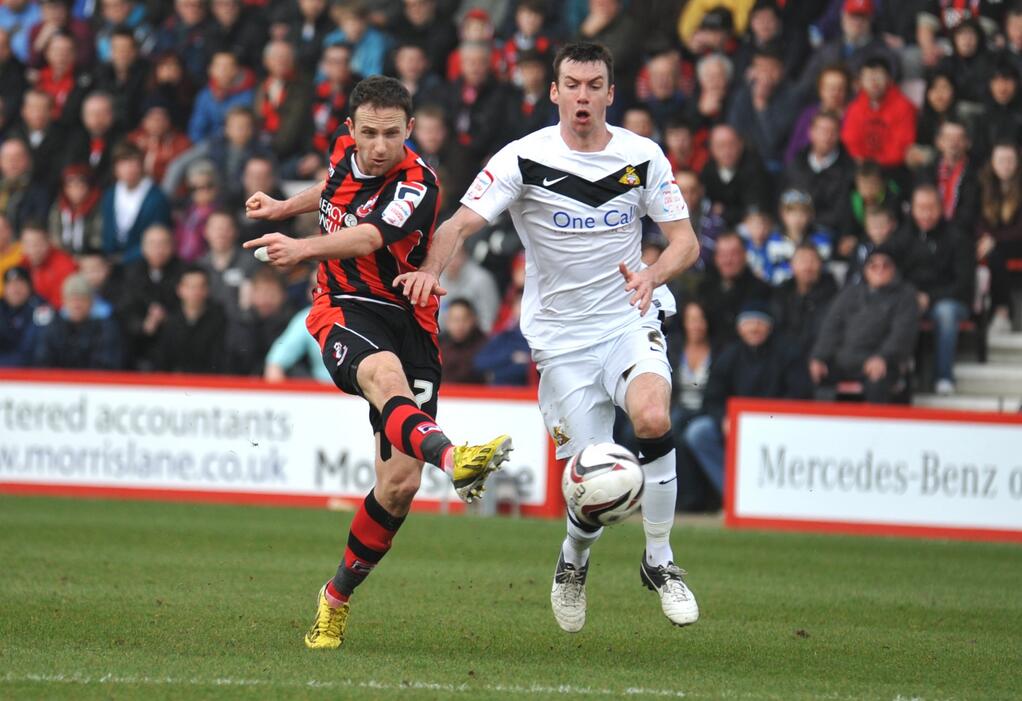 Marc Pugh shoots at the Doncaster goal