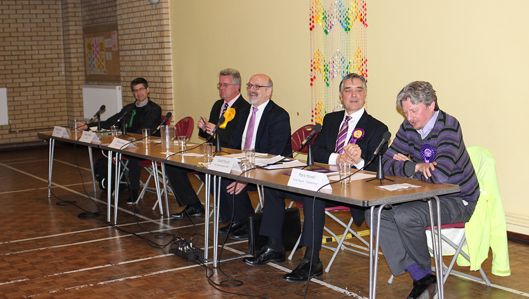 Poole constituency's candidates at the hustings in St Mary's Roman Catholic Church
