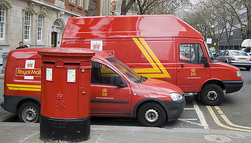 The royal mail delivery vans