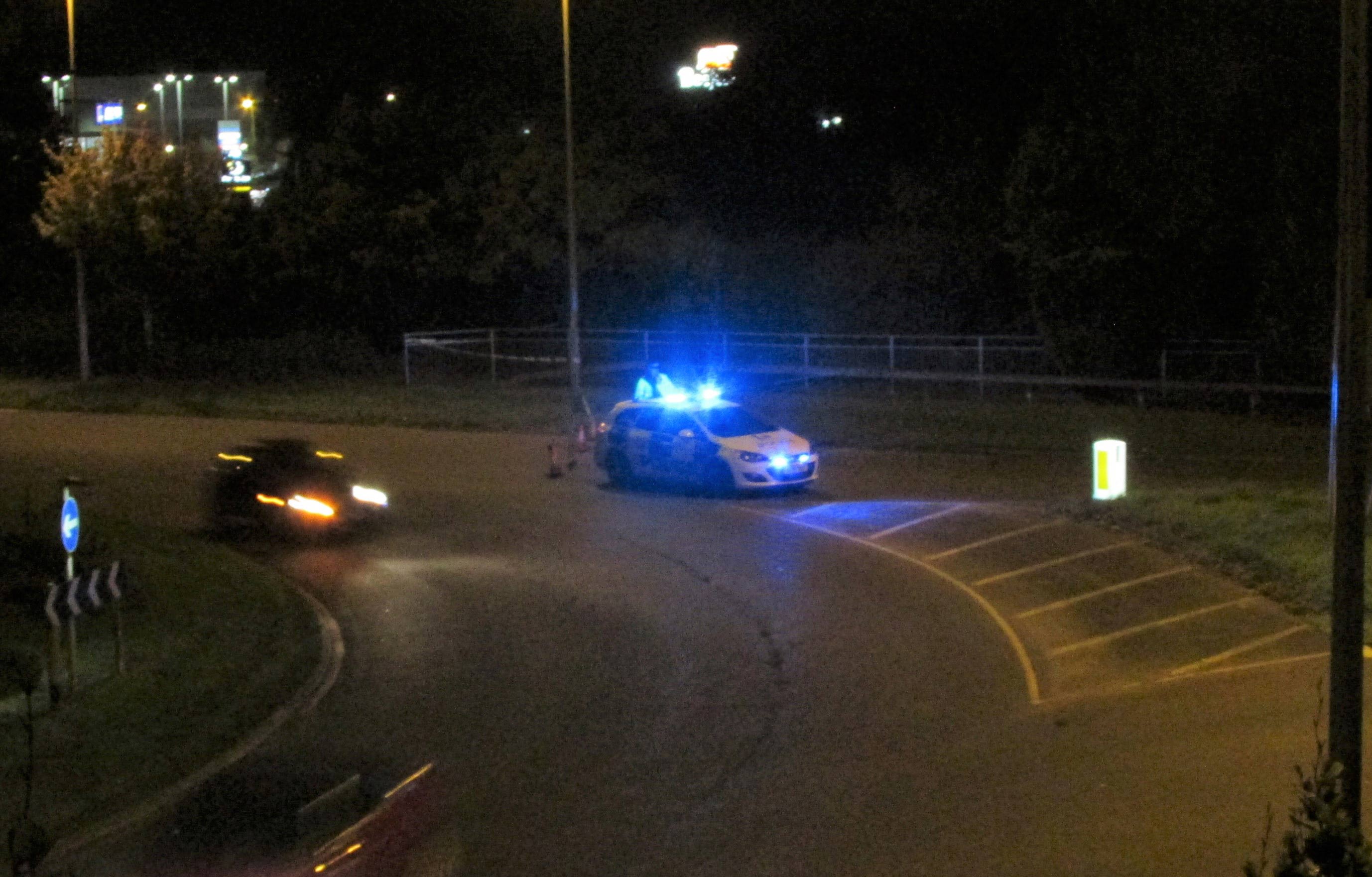 Police car blocks A35 following an incident