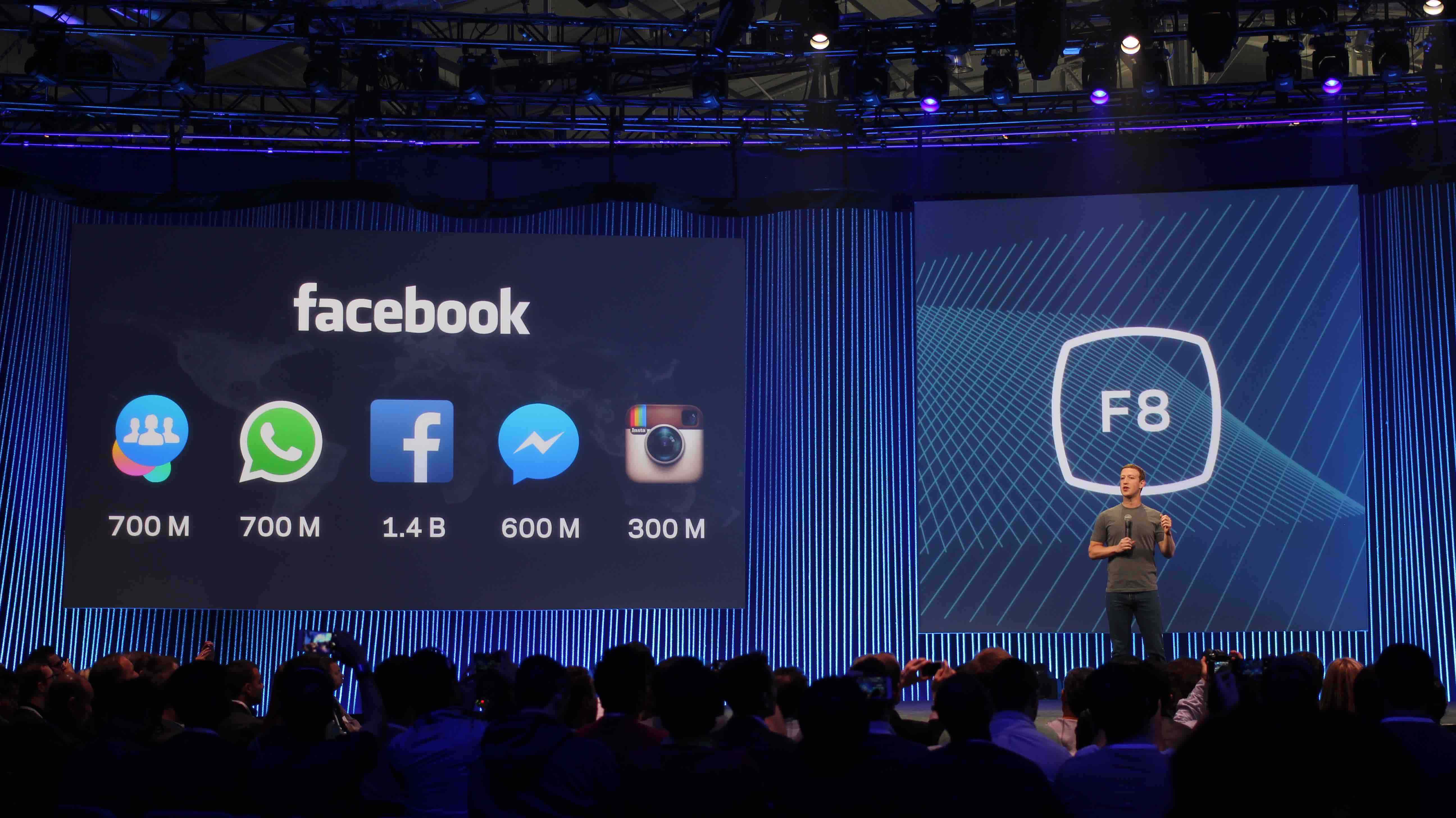 Maurizio Pesce from Milan, Italia. Creative Commons 2.0- Mark Zuckerberg on stage at Facebook's F8 Developers Conference 2015