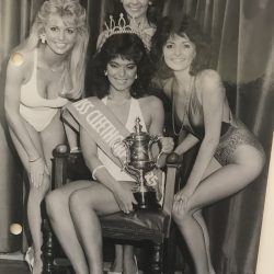 Angie Beasley, competing for Miss England 1985