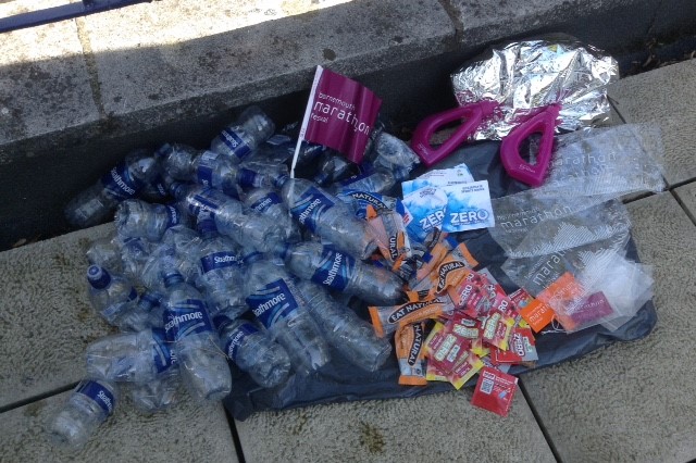 Pile of plastic rubbish left about Bournemouth Marathon