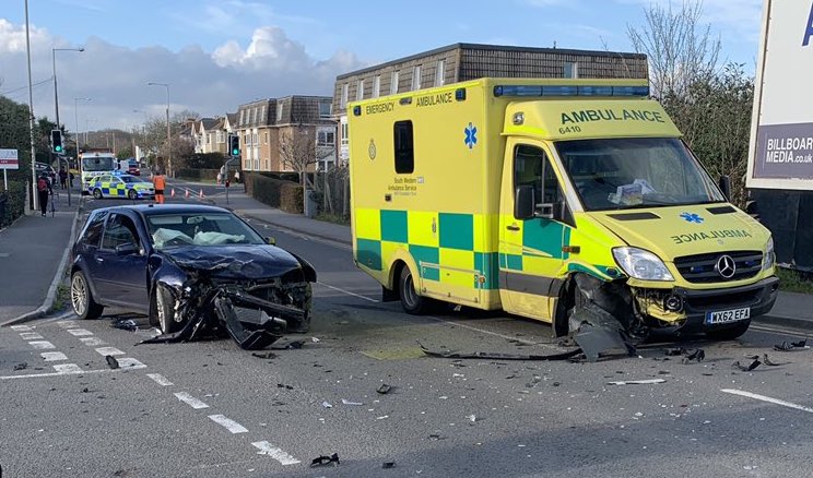 Car crash and ambulance