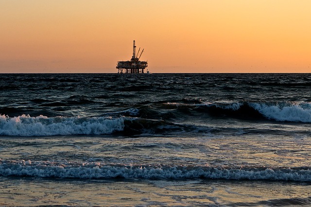 oil rig in sunset