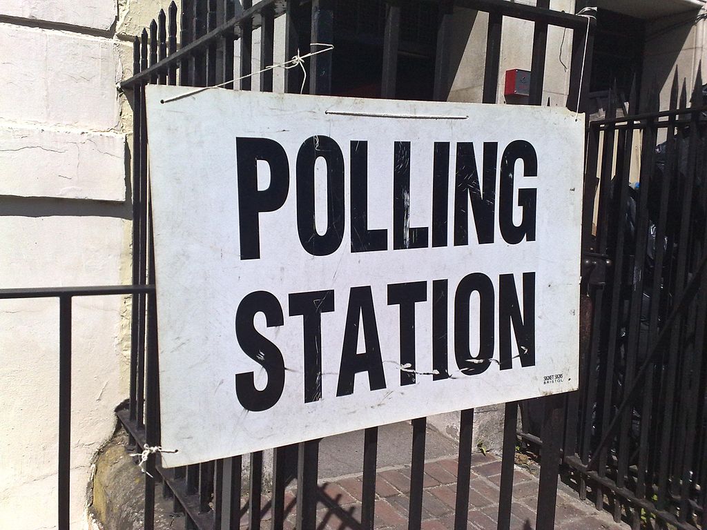 Sign outside polling station