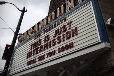 Picture of a closed cinema that is no longer showing films.