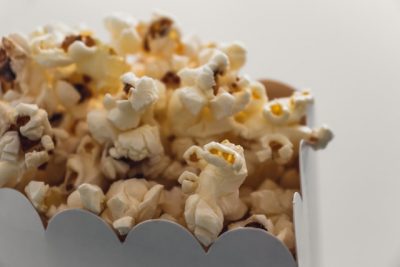 Picture of popcorn, a snack for films.
