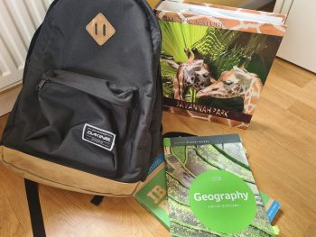 backpack with books