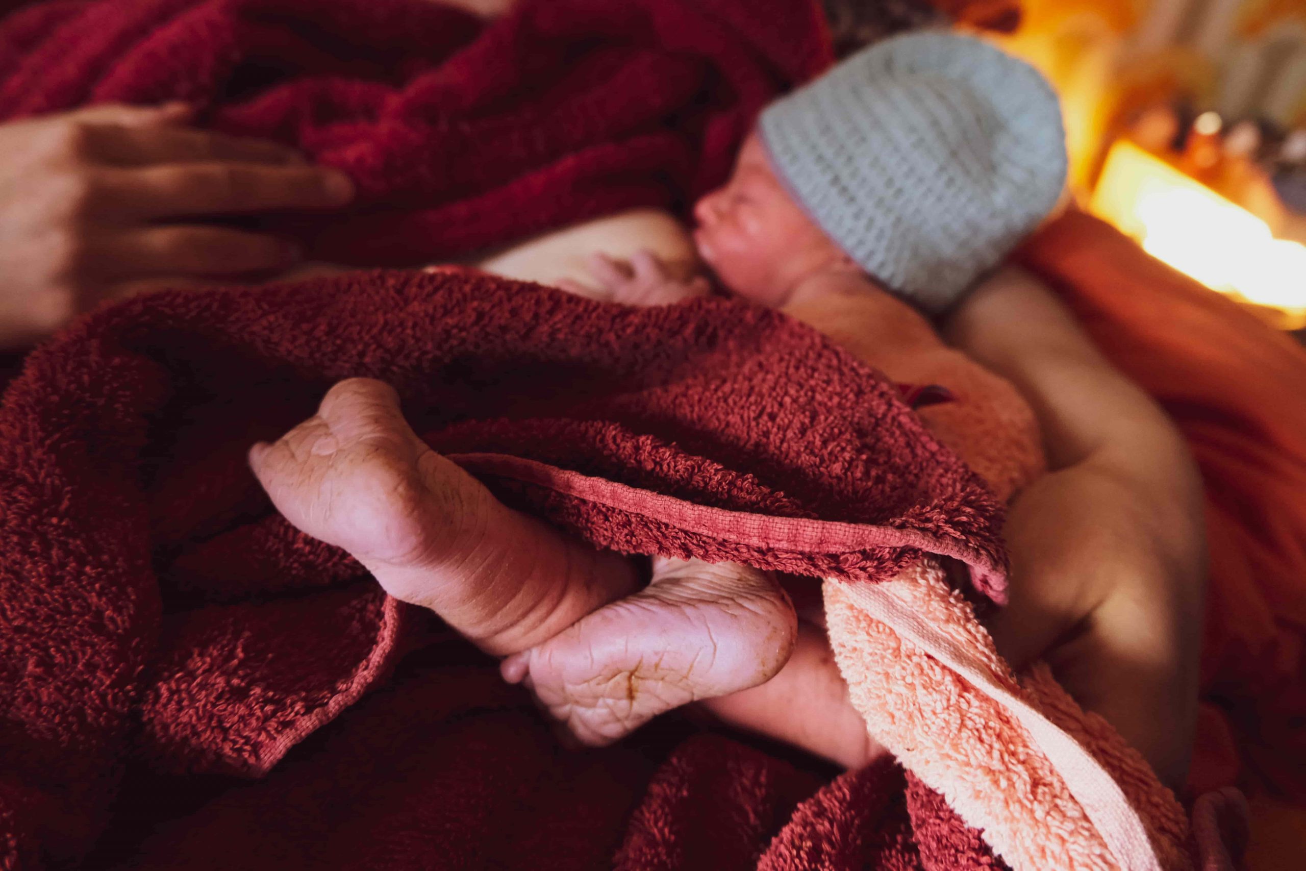 Newborn baby in towel