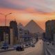 Egyptian pyramids at sunset