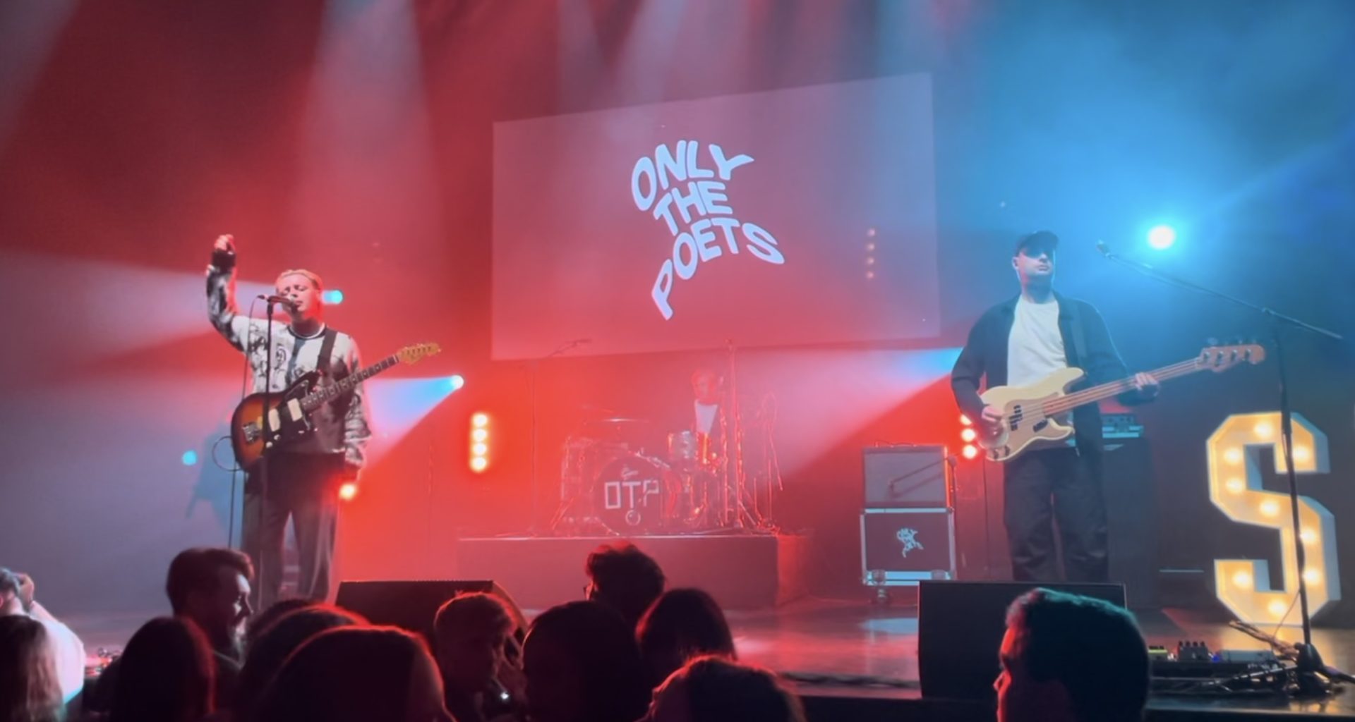 Photo of indie rock band Only The Poets performing at the Student Radio Awards.