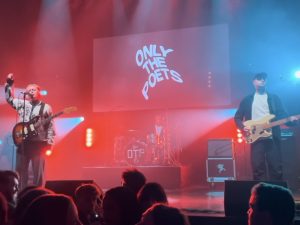 Photo of indie rock band Only The Poets performing at the Student Radio Awards.