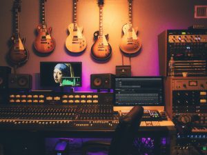 Photo of a recording studio.