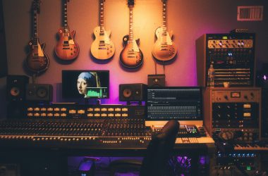 Photo of a recording studio.