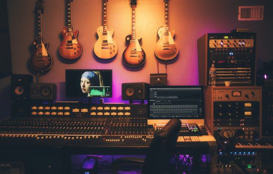 Photo of a recording studio.